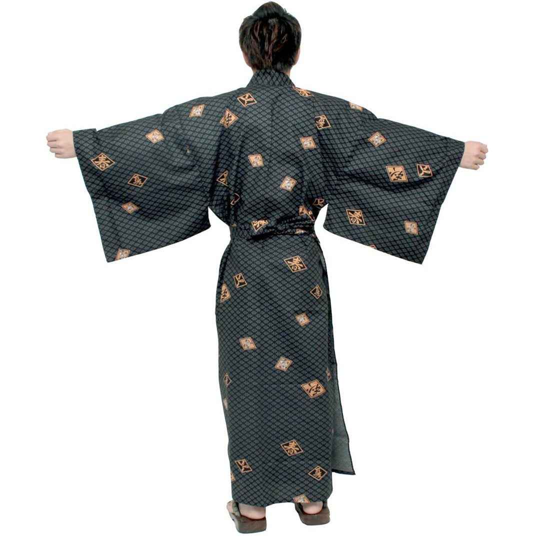 Men's Yukata Robe Japanese Summer Kimono -  Diamond Pattern