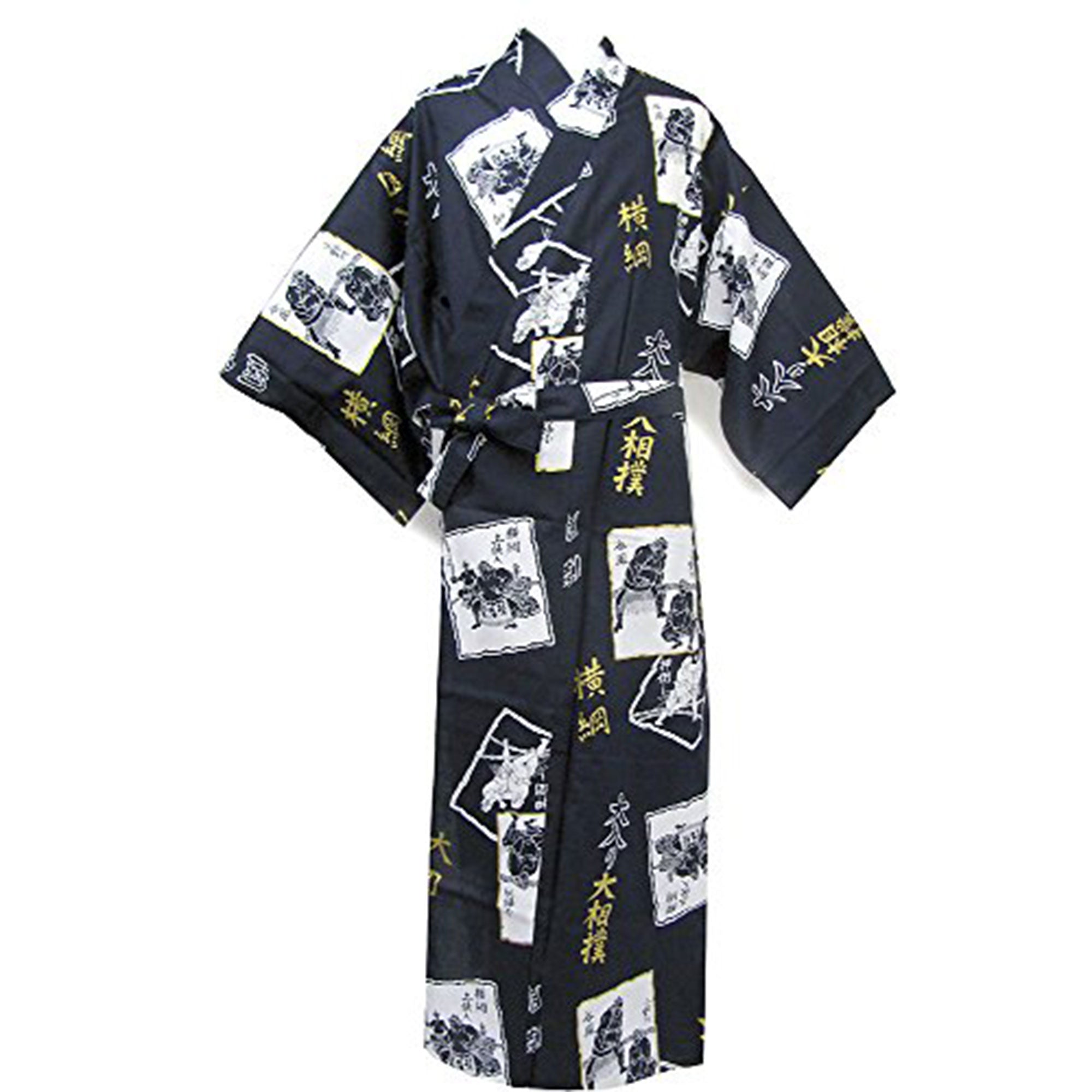 Men's Yukata Robe Japanese Summer Kimono - SUMO Wrestler Navy – Kyoto ...