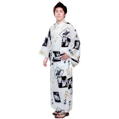 Men's Yukata Robe Japanese Summer Kimono -  SUMO Wrestler White