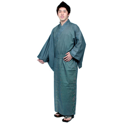 Men's Yukata Robe Japanese Summer Kimono, Sleep weaer  - Stripe Navy