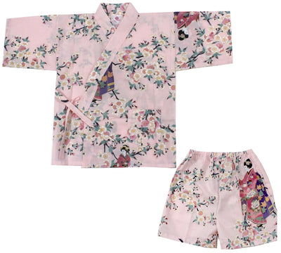 Girl's Jinbei : Japanese Traditional Clothes - Lovely "Maiko" Pink
