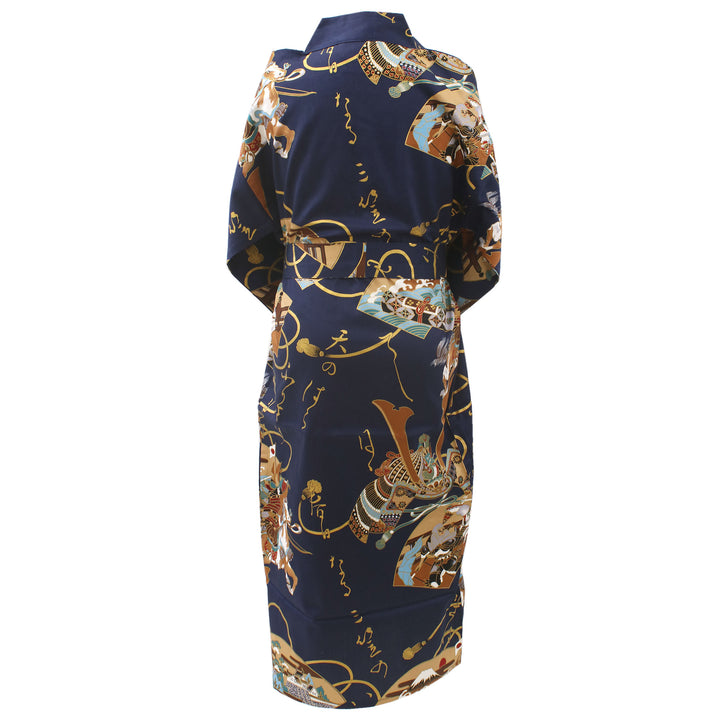 Boy's Kids Yukata Robe Japanese Kimono for summer - "Samurai" Navy