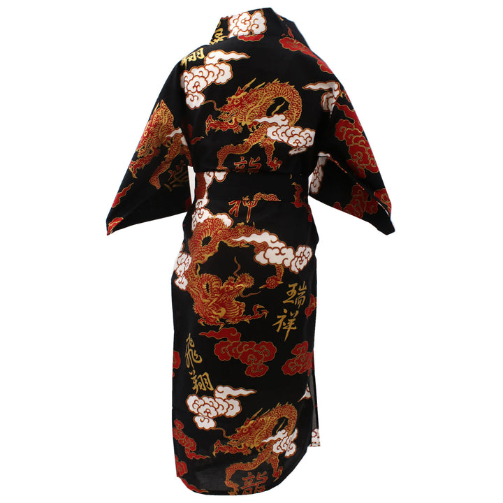 Boy's Kids Yukata Robe Japanese Kimono for summer - Dragon & Cloud Black