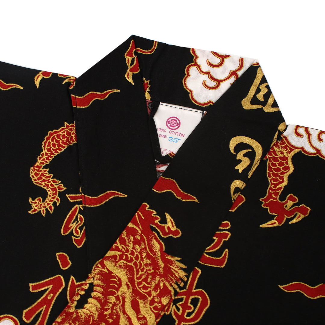 Boy's Kids Yukata Robe Japanese Kimono for summer - Dragon & Cloud Black