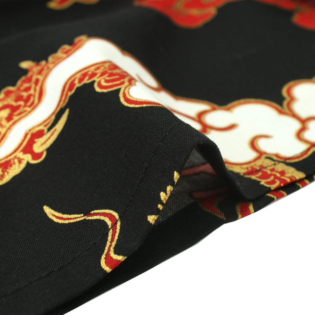 Boy's Kids Yukata Robe Japanese Kimono for summer - Dragon & Cloud Black