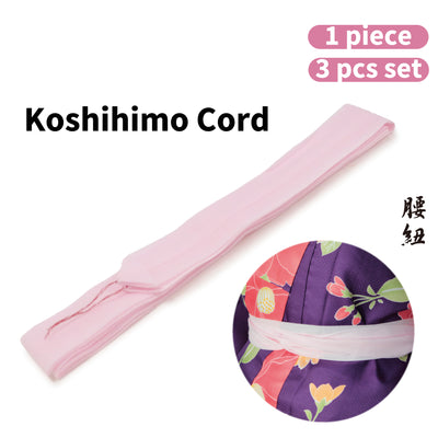 Japanese Kimono Koshihimo Cord,Waist Belt - Polyester Muslin Pink 1piece/3 pcs set