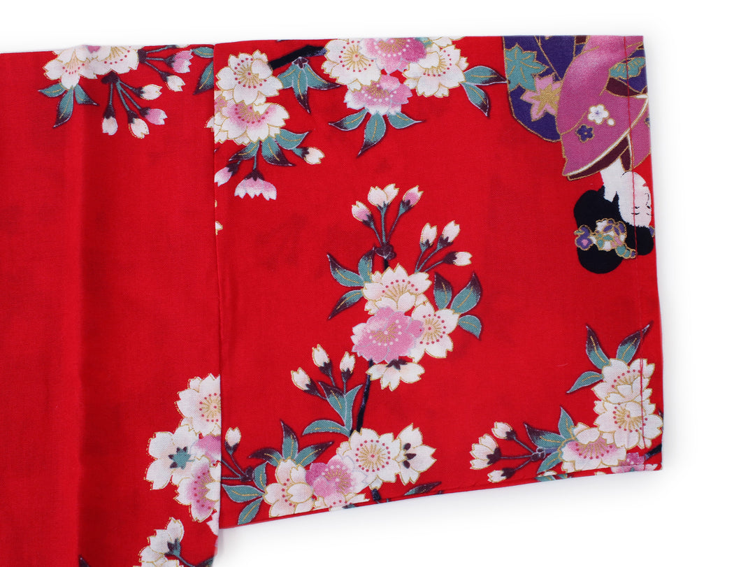 Girl's Kids Jinbei Yukata Robe Kimono for Summer- Lovely "Maiko" Red