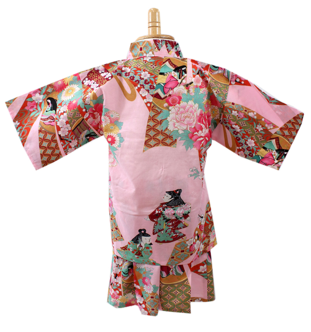 Girl's Kids Jinbei Yukata Robe Kimono for Summer- Little Dolls Pink