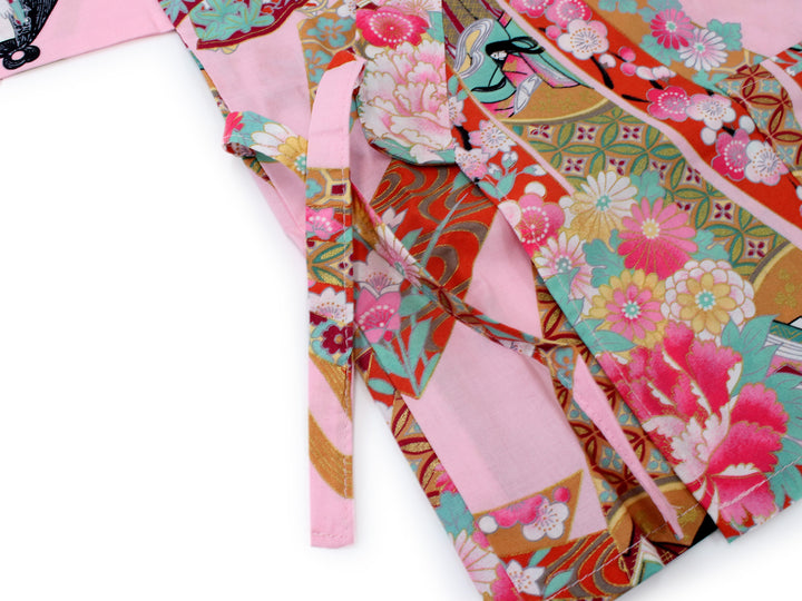 Girl's Kids Jinbei Yukata Robe Kimono for Summer- Little Dolls Pink