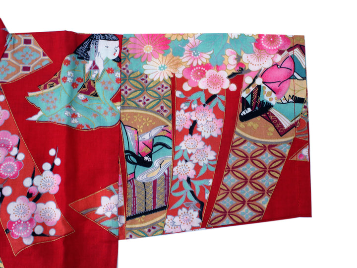 Girl's Kids Jinbei Yukata Robe Kimono for Summer- Little Dolls Red