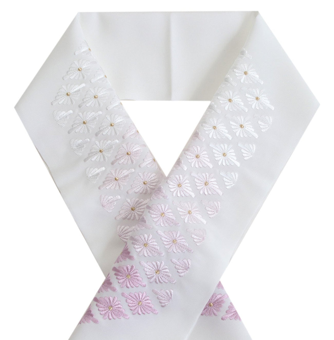 Japanese Kimono Haneri Collar- Flower Diamond Embroidery