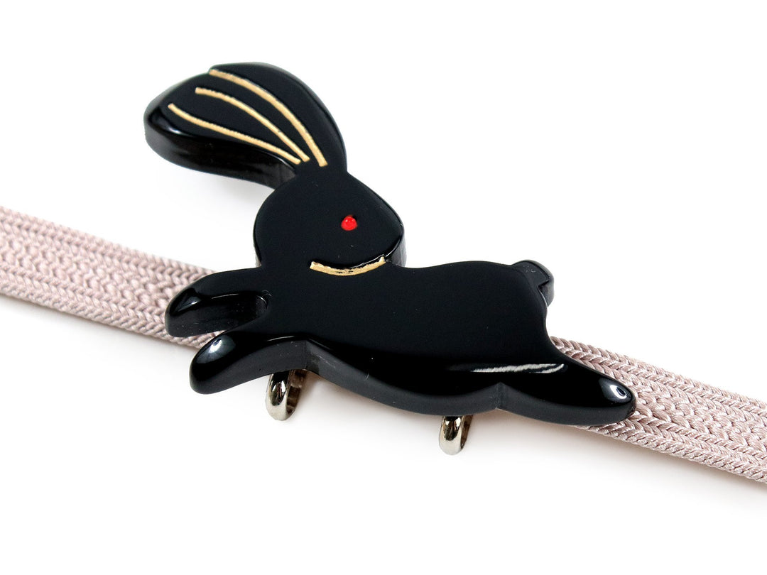 Obidome Sash Clip, Japanese Kimono Accessory - Acrylic Rabbit