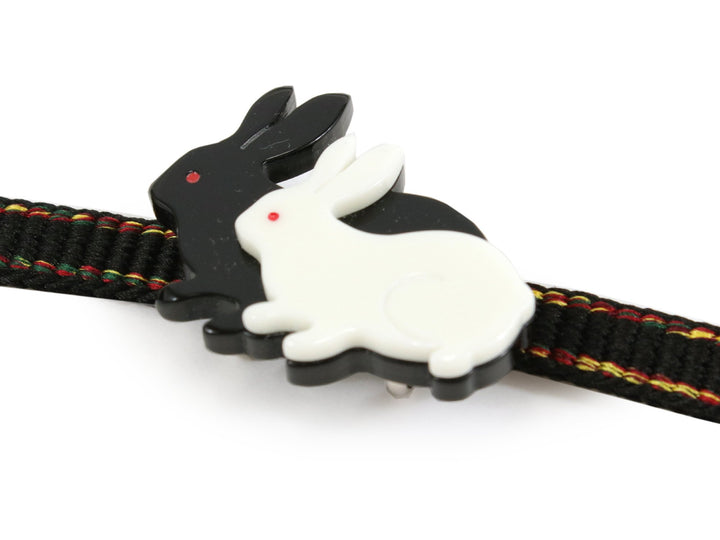 Obidome Sash Clip, Japanese Kimono Accessory - Acrylic Rabbit