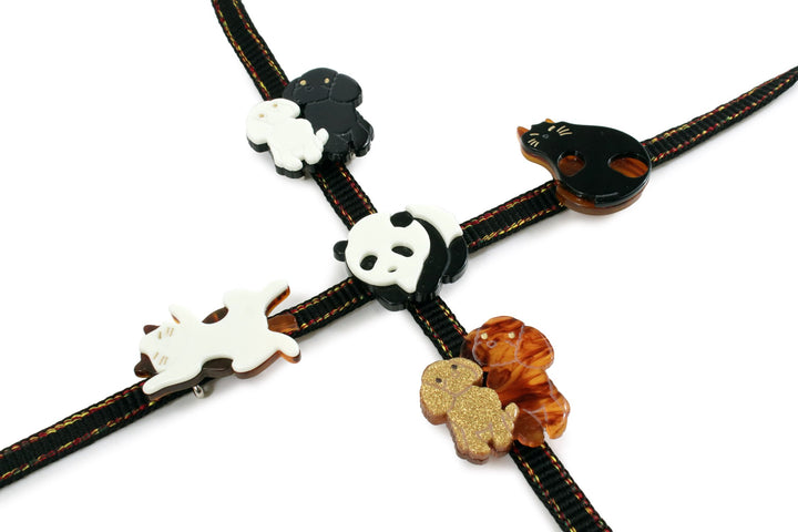 Obidome Sash Clip, Japanese Kimono Accessory - Acrylic Dog Cat Panda