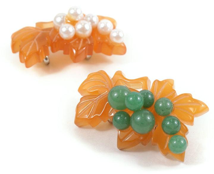 Obidome Sash Clip, Japanese Kimono Accessory,Acrylic Tortoiseshell-like Grapes