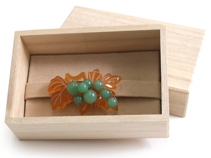 Obidome Sash Clip, Japanese Kimono Accessory,Acrylic Tortoiseshell-like Grapes