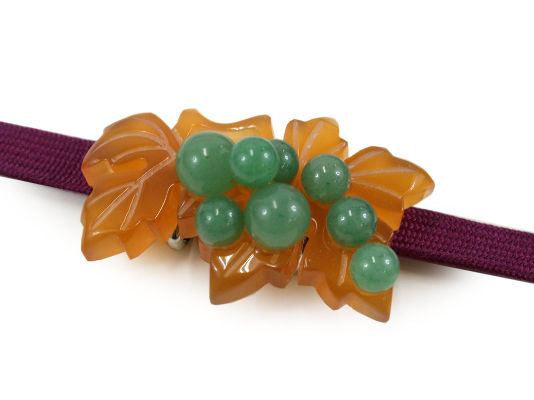 Obidome Sash Clip, Japanese Kimono Accessory,Acrylic Tortoiseshell-like Grapes