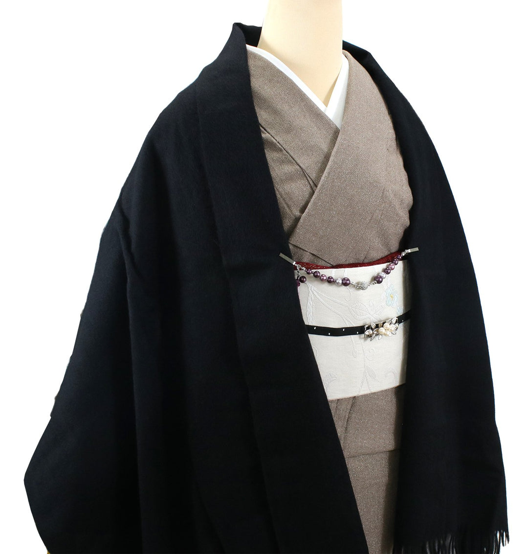 Women's KImono Haori Himo String - Cotton Pearl Magnet Clip Gray