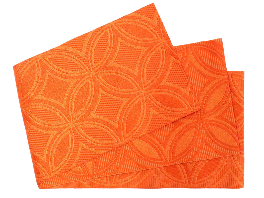 Women's Hanhaba-Obi for Japanese kimono/yukataUnlined Shippo Orange