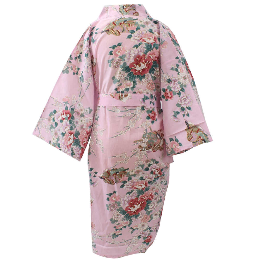 Women's Happi Coat: Kimono Robe - Princess&Peony Pink