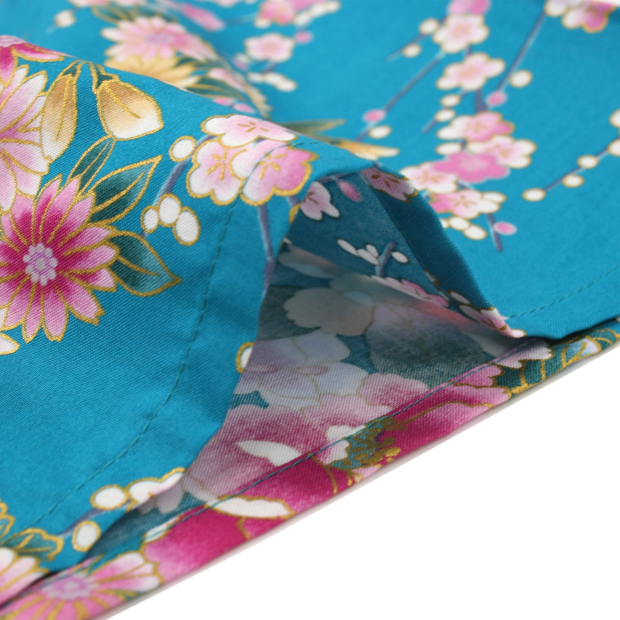 Women's Happi Coat: Kimono Robe - Peony & Orchis Turquois – Kyoto