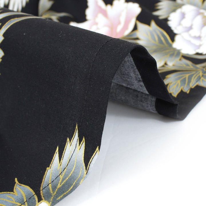 Women's Yukata Robe Japanese Summer Kimono - Peony & Crane Black