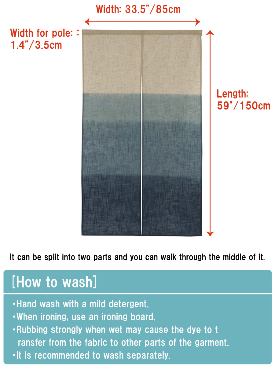 Noren Japanese Doorway Curtain Tapestry  "Blue Gradation"