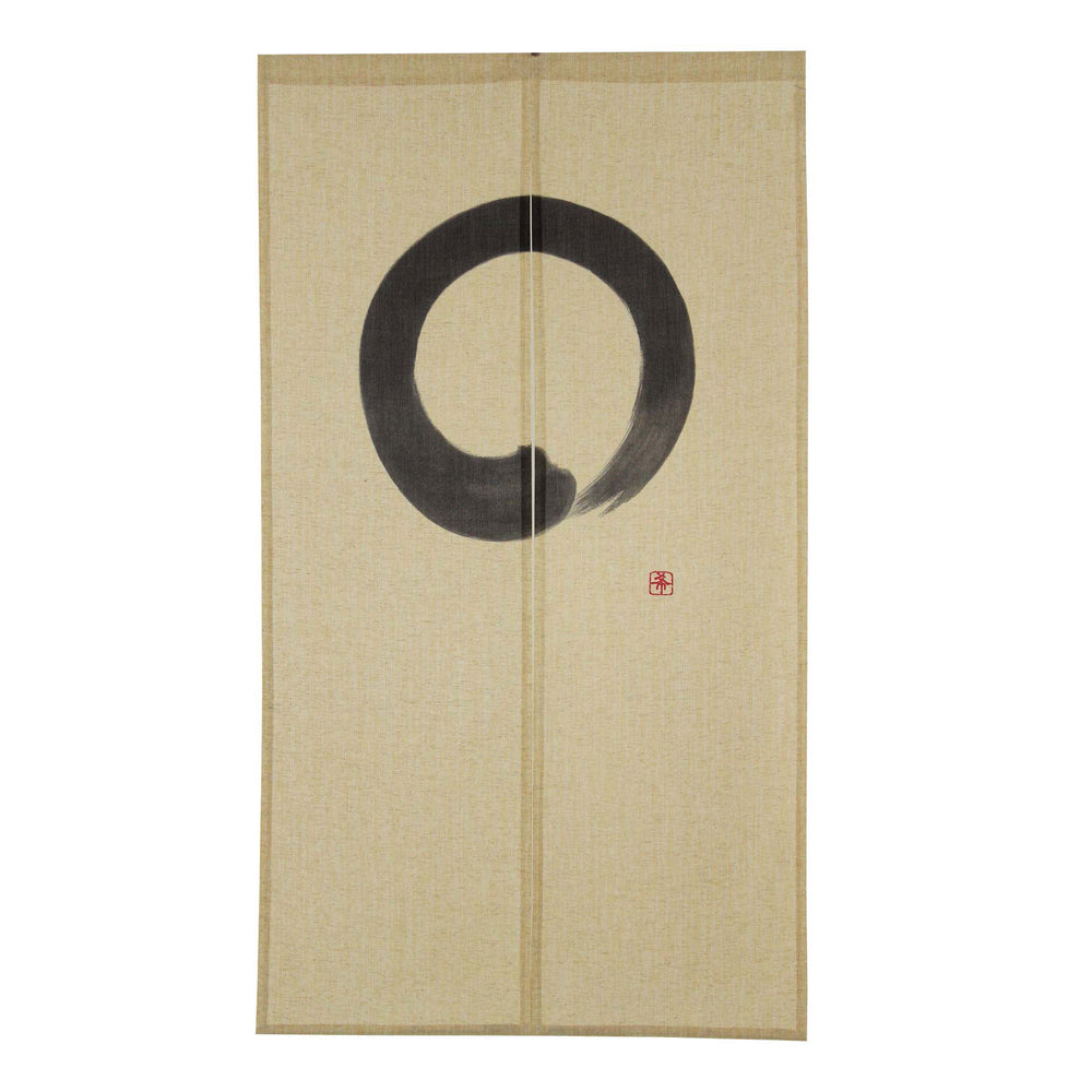 Noren Japanese Doorway Curtain Tapestry "Enso: Zen Calligraphy"