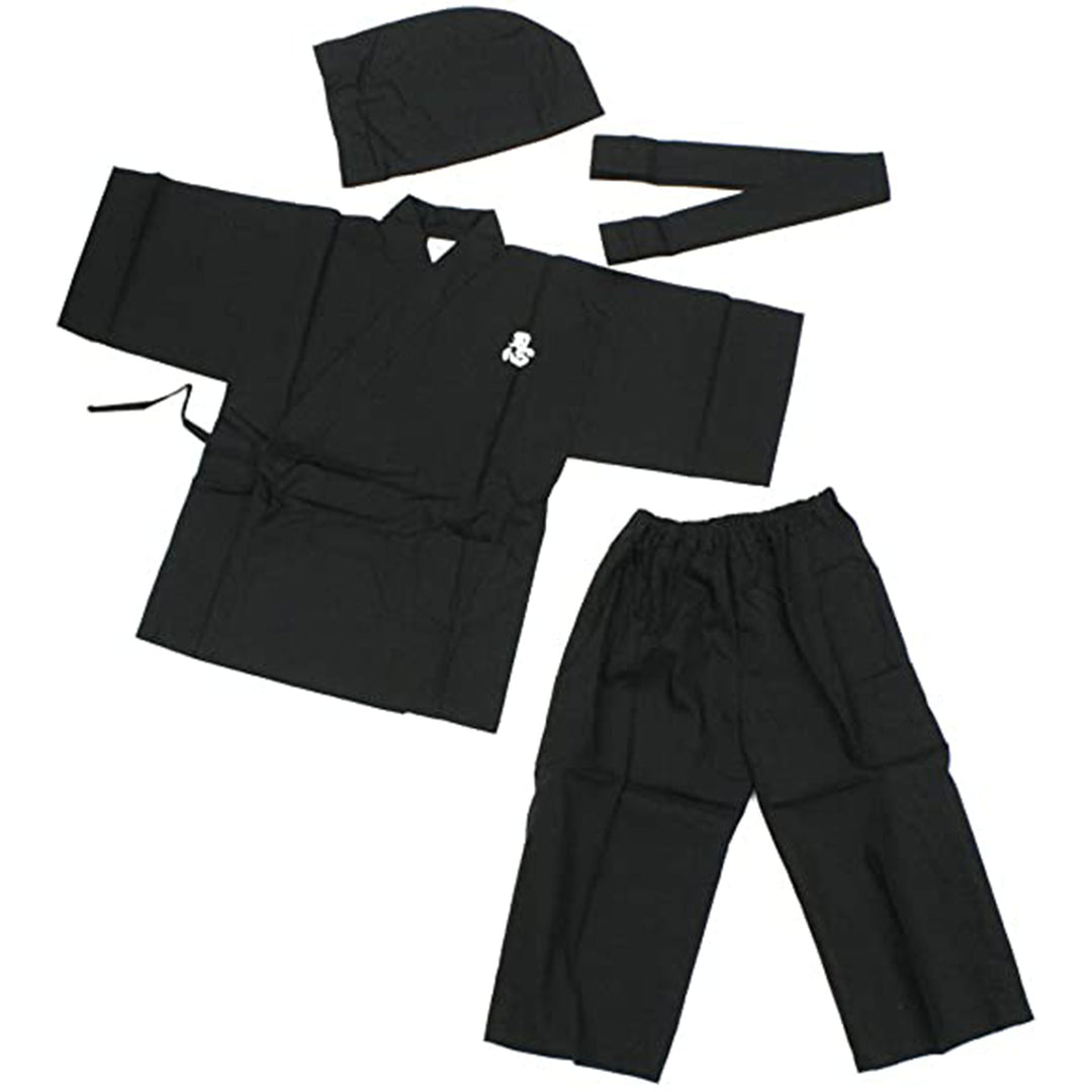 Kids Ninja Jinbei Yukata Robe Kimono for Summer - Black