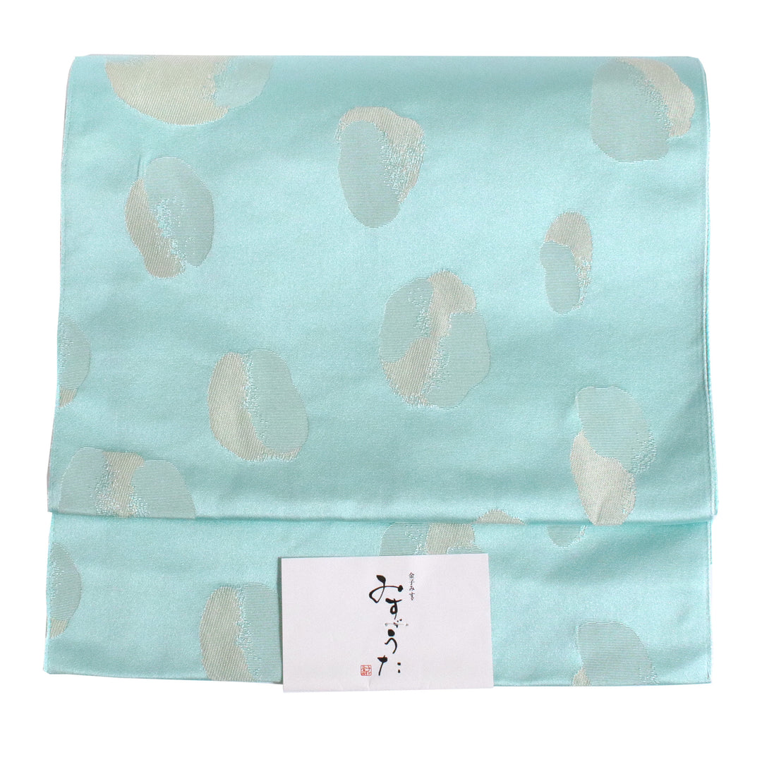 Women's Nagoyaobi for Japanese Traditional Kimono - Mint Green Beige Circles