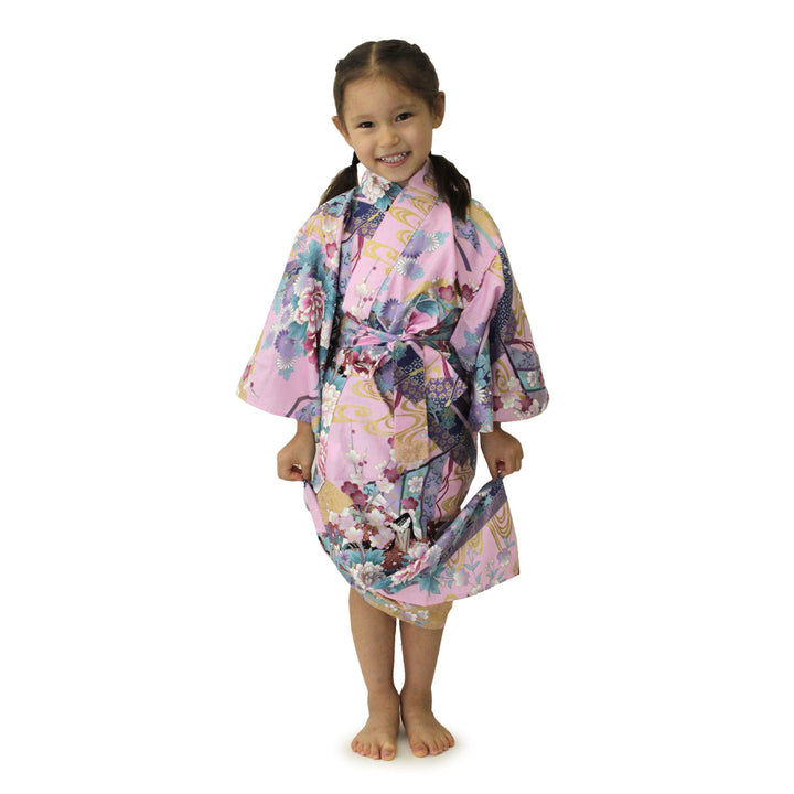 Girl's Easy Yukata / Kimono Robe : Japanese Traditional Clothes - Little "Kimono" Princess Pink