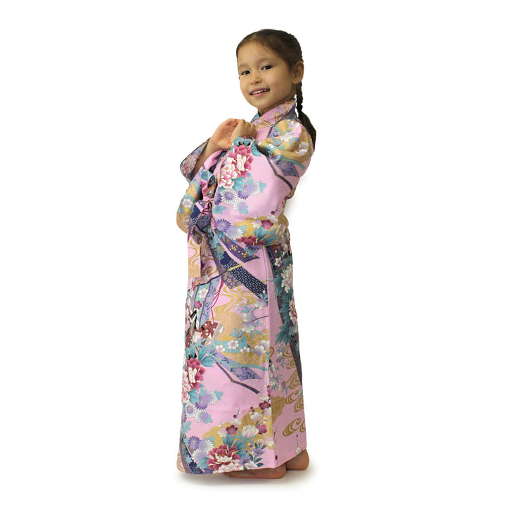 Girl's Easy Yukata / Kimono Robe : Japanese Traditional Clothes - Little "Kimono" Princess Pink