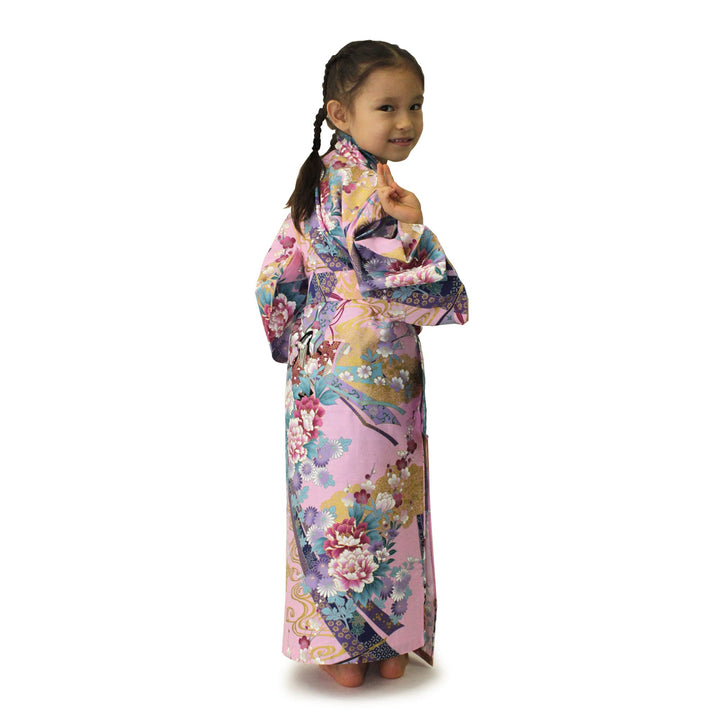 Girl's Easy Yukata / Kimono Robe : Japanese Traditional Clothes - Little "Kimono" Princess Pink