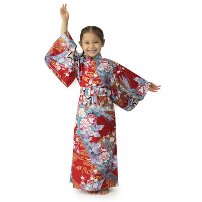 Girl's Easy Yukata / Kimono Robe : Japanese Traditional Clothes - Little "Kimono" Princess Red