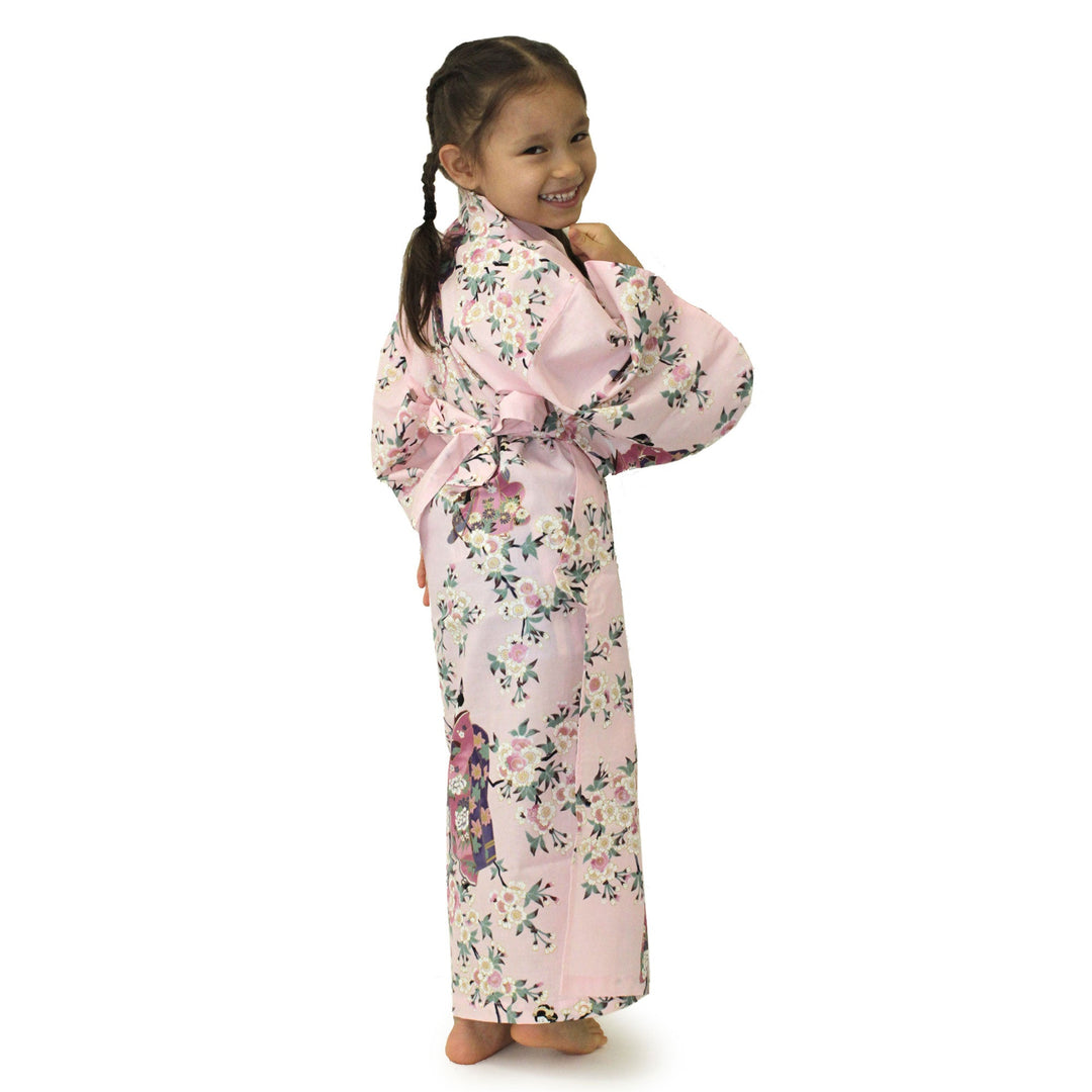 Girl's Easy Yukata / Kimono Robe : Japanese Traditional Clothes - Lovely "Maiko" Pink