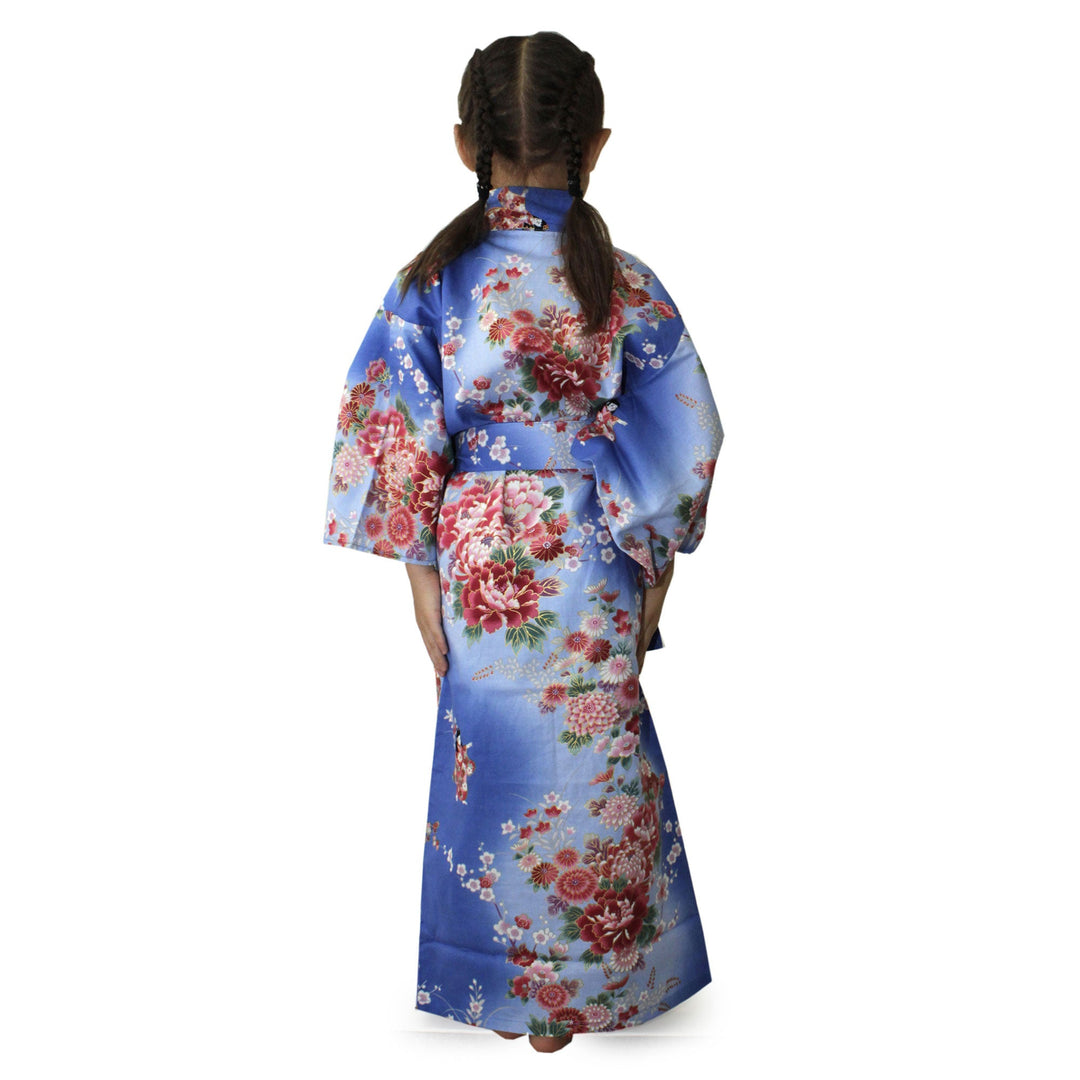 Girl's Easy Yukata / Kimono Robe : Japanese Traditional Clothes - Dolls in Color Gradation Blue