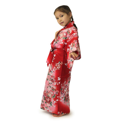 Girl's Easy Yukata / Kimono Robe : Japanese Traditional Clothes - Dolls in Color Gradation Red