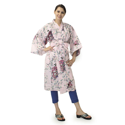 Women's Happi Coat: Kimono Robe - Lovely "Maiko" Pink