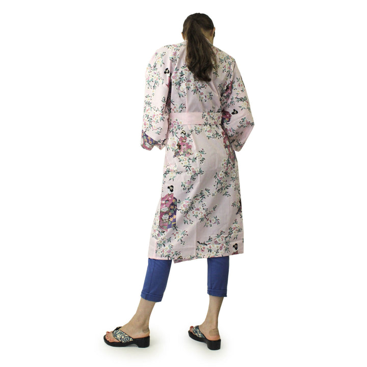 Women's Happi Coat: Kimono Robe - Lovely "Maiko" Pink