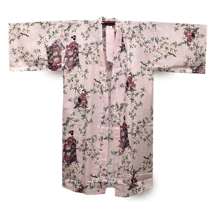 Women's Happi Coat: Kimono Robe - Lovely "Maiko" Pink