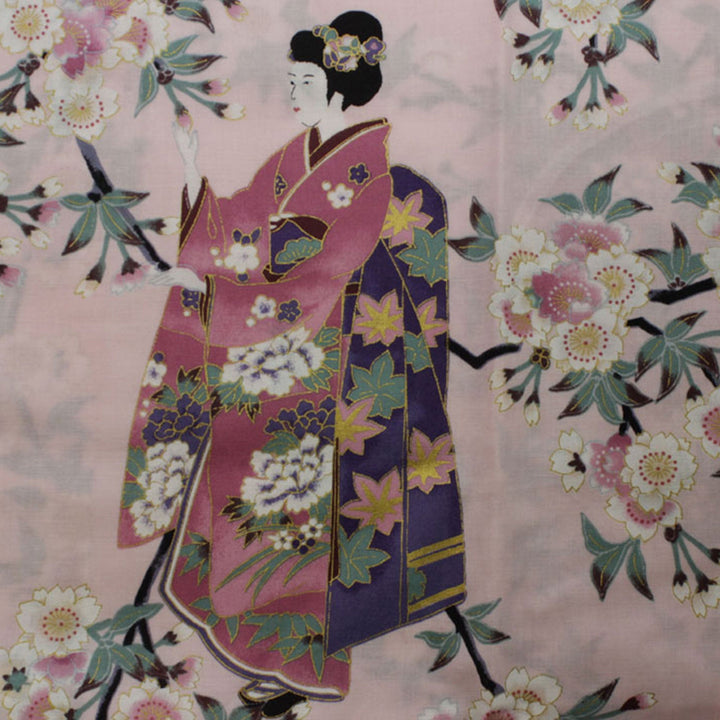 Women's Happi Coat: Kimono Robe - Lovely "Maiko" Pink