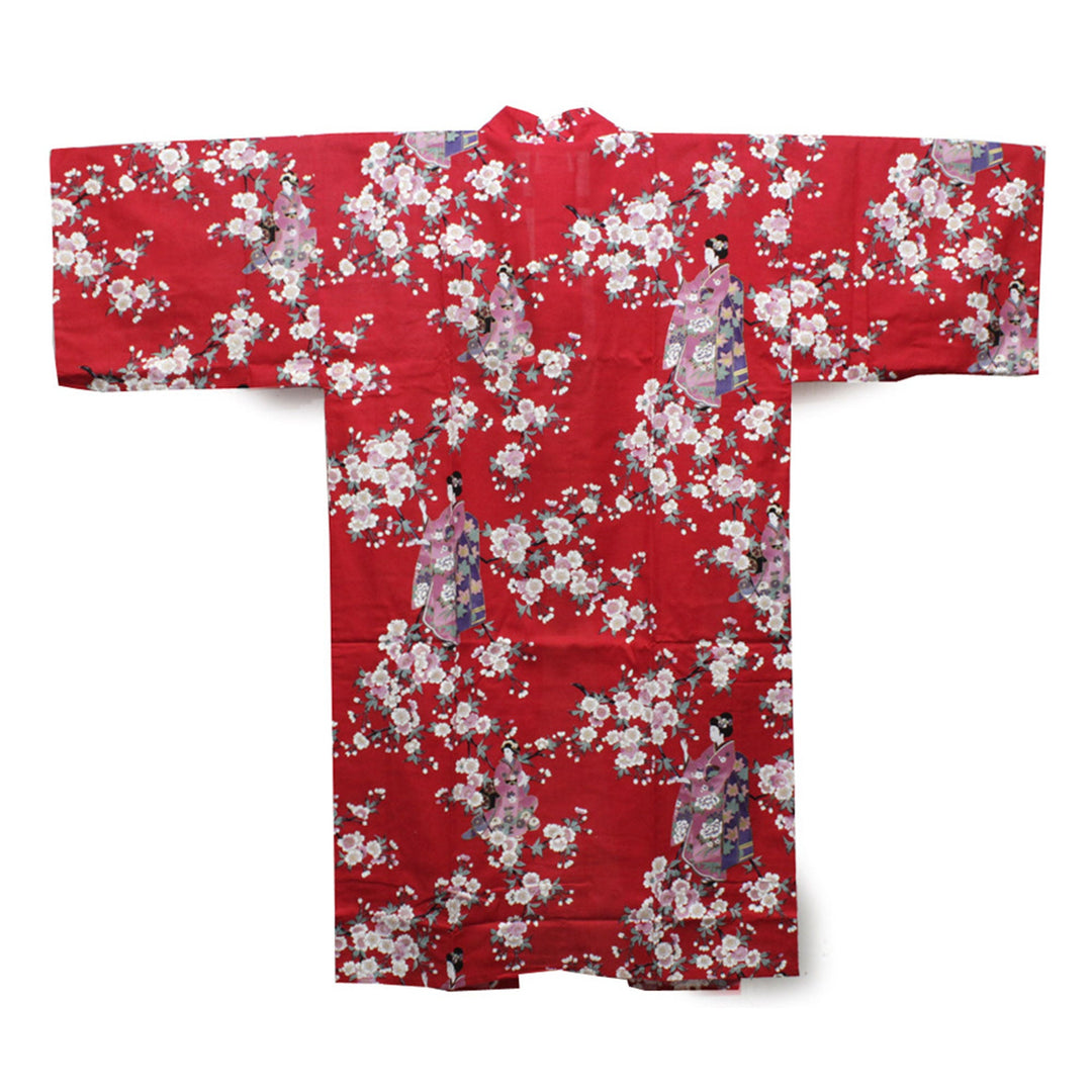 Women's Happi Coat: Kimono Robe - Lovely "Maiko" Red