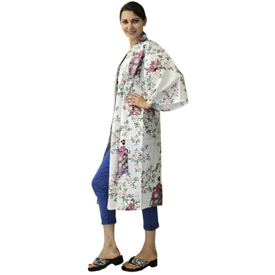Women's Happi Coat: Kimono Robe - Lovely "Maiko" White