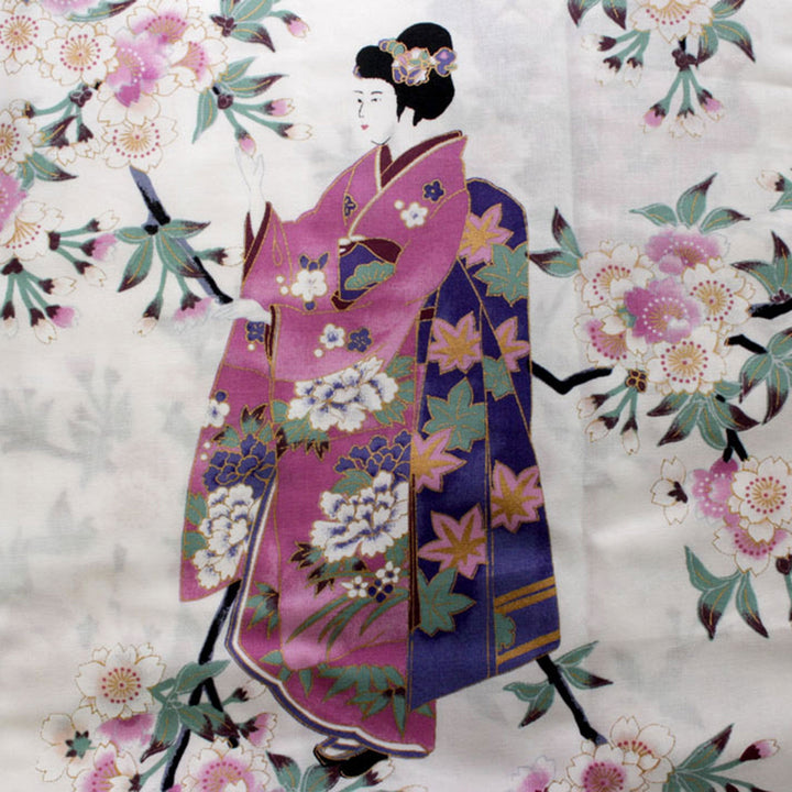 Women's Happi Coat: Kimono Robe - Lovely "Maiko" White