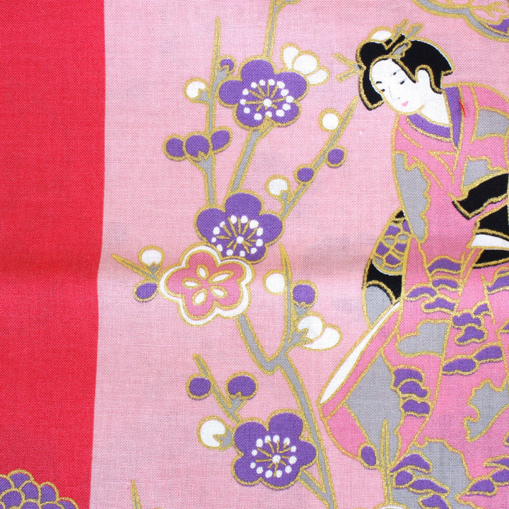 Women's Easy Yukata / Kimono Robe : Japanese Traditional Clothes - "GEISHA" Beauty on Stripe Pink