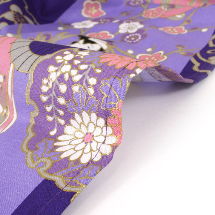 Women's Easy Yukata / Kimono Robe : Japanese Traditional Clothes - "GEISHA" Beauty on Stripe Purple