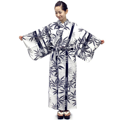 Women's Easy Yukata / Kimono Robe : Japanese Traditional Clothes - Bamboo White