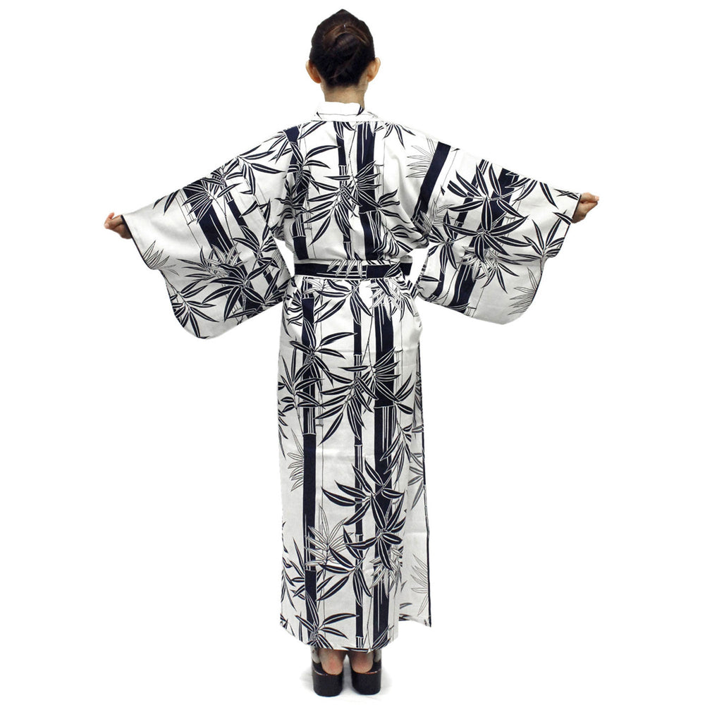 Women's Easy Yukata / Kimono Robe : Japanese Traditional Clothes - Bamboo White