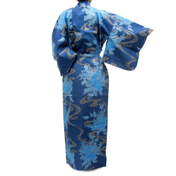 Women's Easy Yukata / Kimono Robe :  Japanese Traditional Clothes - Flowing Peony Blue