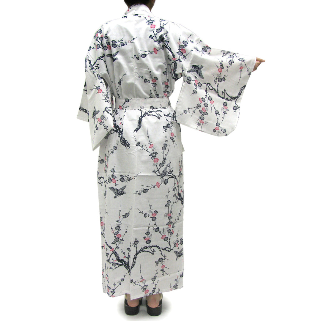 Women's Easy Yukata / Kimono Robe :  Japanese Traditional Clothes - Japanese Plum White